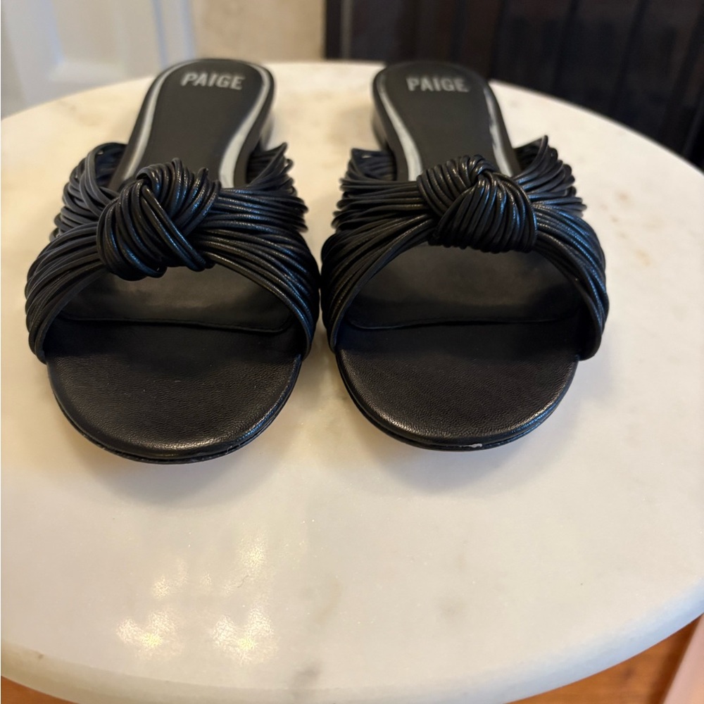 PAIGE Black Knotted Slide Sandals NEW - Picture 2 of 4